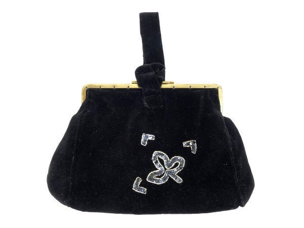 Vintage Schwarz Samt Abend Geldbörse Kleid Tasche Make-Up Kosmetiktasche Kupplung von MinasTreasureChest