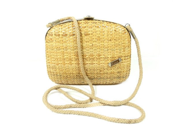 Vintage Wicker Handtasche Geldbörse Retro Design Schultertasche von MinasTreasureChest