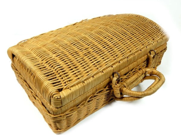 Vintage Wicker Handtasche Tasche Aufbewahrungstasche Retro Reisetasche von MinasTreasureChest
