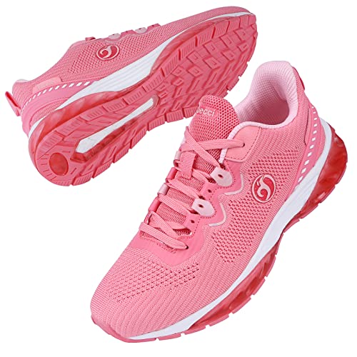 Minbei Damen Laufschuhe Turnschuhe Atmungsaktiv Sneaker Outdoor Fitnessschuhe Hallenschuhe Schnürsenkel Frauen Sportschuhe Flach Rosa 36 EU von Minbei