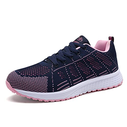 Minbei Damen Turnschuhe Hallenschuhe Atmungsaktiv Outdoor Fitnessschuhe Laufschuhe Schnürsenkel Frauen Sportschuhe Flach Blau 37 EU von Minbei