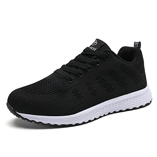 Minbei Damen Turnschuhe Hallenschuhe Atmungsaktiv Outdoor Fitnessschuhe Laufschuhe Schnürsenkel Frauen Sportschuhe Flach Schwarz 39 EU von Minbei