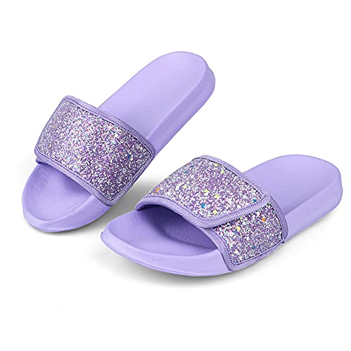 Minbei Mädchen Badelatschen Kinder Badeschlappen Sommer Hausschuh Flache Strand Slippers rutschfest Dusch Badeschuhe, Violett, 29 EU von Minbei