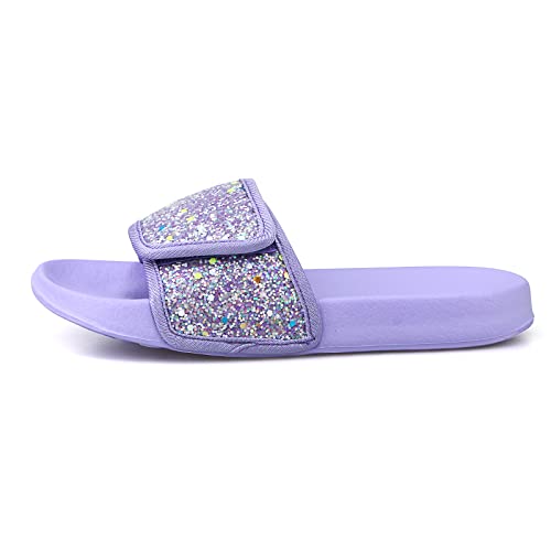 Minbei Mädchen Badelatschen Kinder Badeschlappen Sommer Hausschuh Flache Strand Slippers rutschfest Dusch Badeschuhe, Violett, 33 EU von Minbei