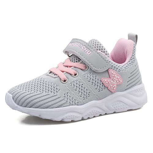 Minbei Turnschuhe Mädchen Baby Lauflernschuhe Hallenschuhe Kleinkind Mädchen Babysneakers Atmungsaktive Sportschuhe Laufschuhe Grundschulkind Leichte Grau 35 EU von Minbei