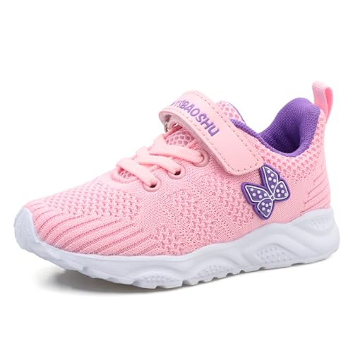 Minbei Turnschuhe Mädchen Baby Lauflernschuhe Hallenschuhe Kleinkind Mädchen Babysneakers Atmungsaktive Sportschuhe Laufschuhe Grundschulkind Leichte Rosa Pink 27 EU von Minbei