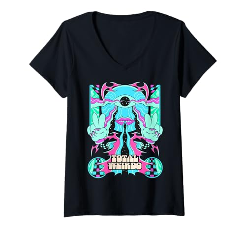 Damen Total Weirdo - Grafik für psychedelisches Sehen T-Shirt mit V-Ausschnitt Damen Total Weirdo - Grafik für psychedelisches Sehen T-Shirt mit V-Ausschnitt von Mind Bloom Collective