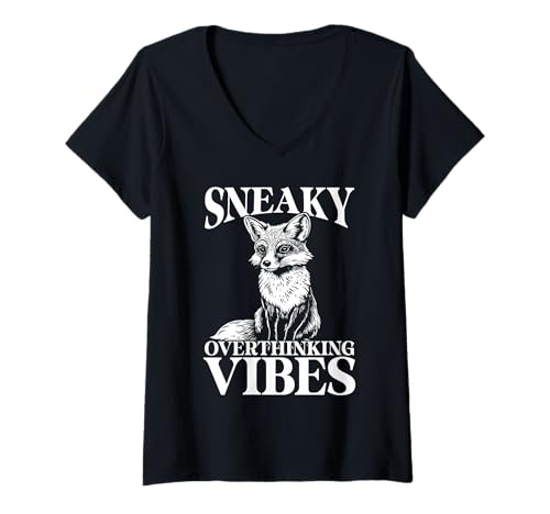 Damen Cleveres Fuchs Design für Grübler mit Stil T-Shirt mit V-Ausschnitt Damen Cleveres Fuchs Design für Grübler mit Stil T-Shirt mit V-Ausschnitt von Mindful Humor Apparel – Überdenken & Sarkasmus