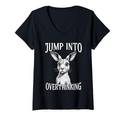 Damen Lustiges Känguru Design für überaktive Überdenker T-Shirt mit V-Ausschnitt Damen Lustiges Känguru Design für überaktive Überdenker T-Shirt mit V-Ausschnitt von Mindful Humor Apparel – Überdenken & Sarkasmus
