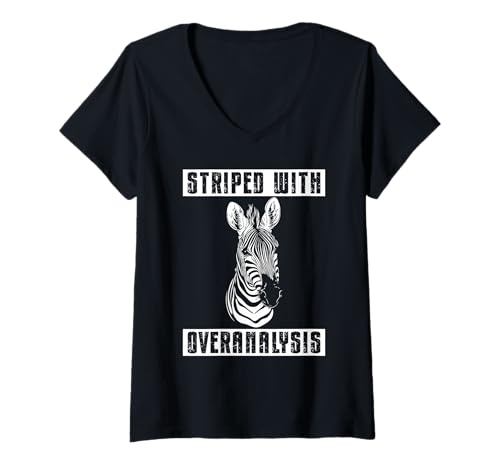 Damen Lustiges Zebra Design für Überdenker Overthinker T-Shirt mit V-Ausschnitt Damen Lustiges Zebra Design für Überdenker Overthinker T-Shirt mit V-Ausschnitt von Mindful Humor Apparel – Überdenken & Sarkasmus