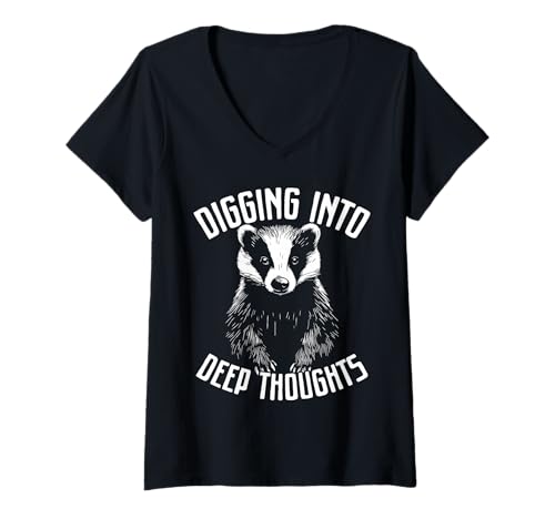 Damen Nachdenkliches Dachs Design für Overthinker T-Shirt mit V-Ausschnitt Damen Nachdenkliches Dachs Design für Overthinker T-Shirt mit V-Ausschnitt von Mindful Humor Apparel – Überdenken & Sarkasmus