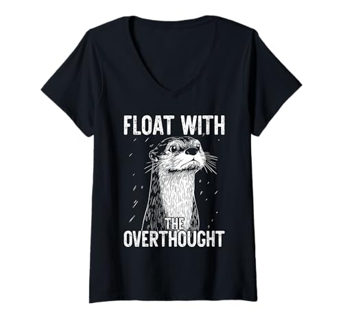 Damen Nachdenkliches Ottermotiv für Tagträumer & Overthinker T-Shirt mit V-Ausschnitt Damen Nachdenkliches Ottermotiv für Tagträumer & Overthinker T-Shirt mit V-Ausschnitt von Mindful Humor Apparel – Überdenken & Sarkasmus