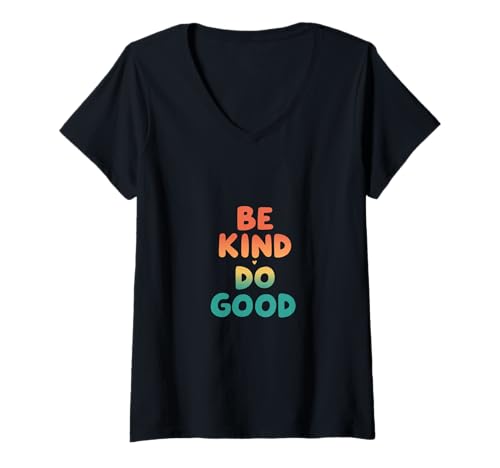 Damen Retro Be Kind Do Good Positive Vibes T-Shirt mit V-Ausschnitt Damen Retro Be Kind Do Good Positive Vibes T-Shirt mit V-Ausschnitt von Mindful Words Collective