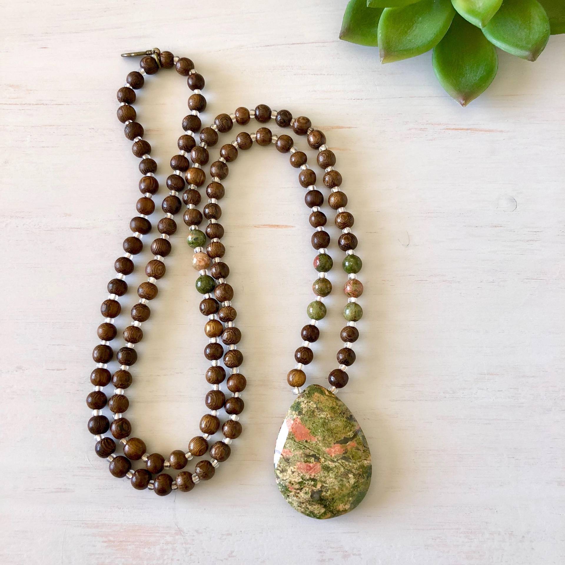 Immer Wachsen Mala ~ 108 Perlen Mala; Unakite Anhänger, Unakit Edelsteine & Robels Holz. Schauen Sie Nicht Zurück Immer Wachsen Mala ~ 108 Perlen Mala; Unakite Anhänger, Unakit Edelsteine & Robels Holz. Schauen Sie Nicht Zurück von MindfulAdornments