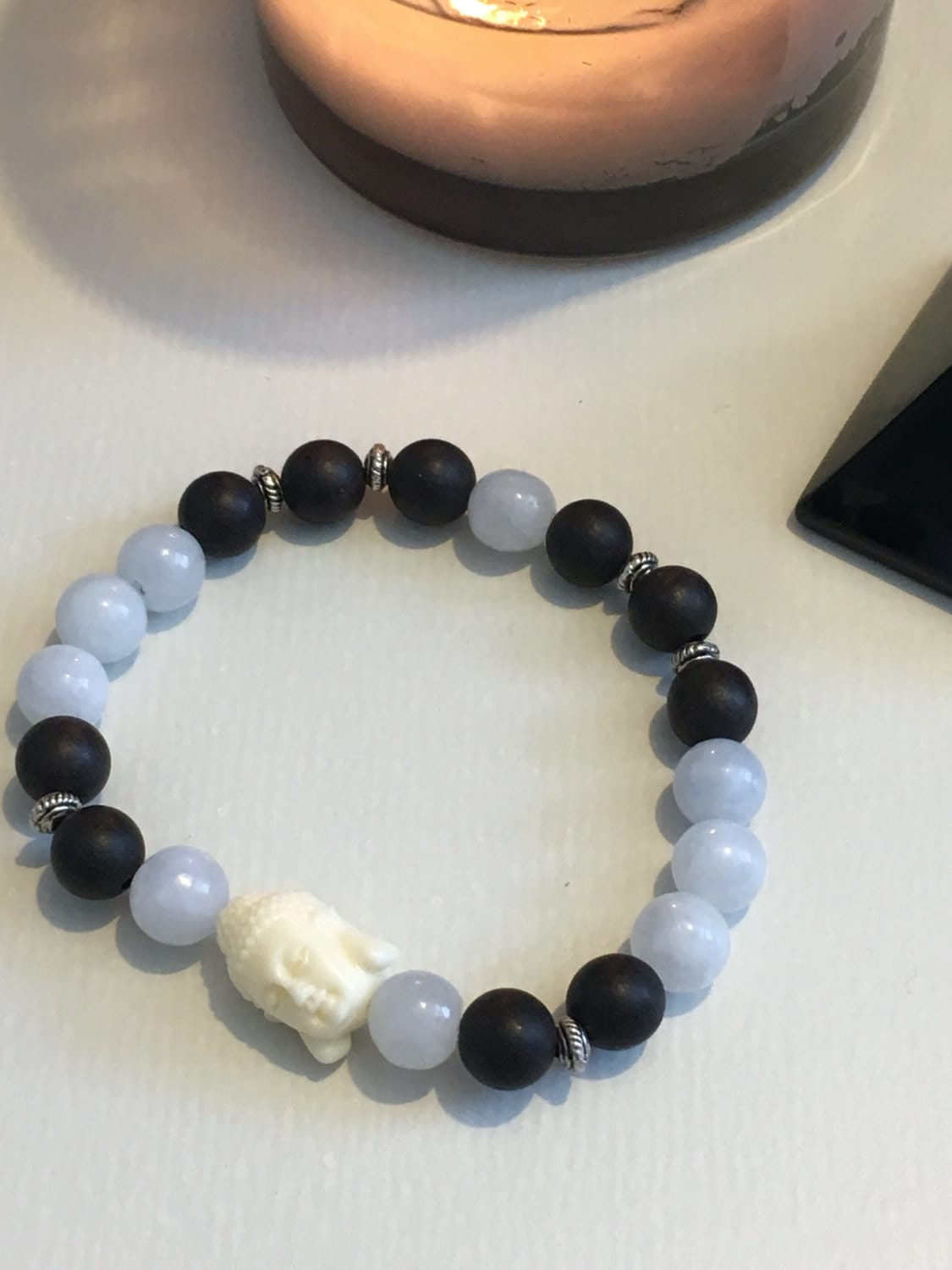 Beruhigende Mala, Beruhigende Blaue Calcit Buddha Calcit, Holz Mala Beruhigende Mala, Beruhigende Blaue Calcit Buddha Calcit, Holz Mala von MindfulSerenity