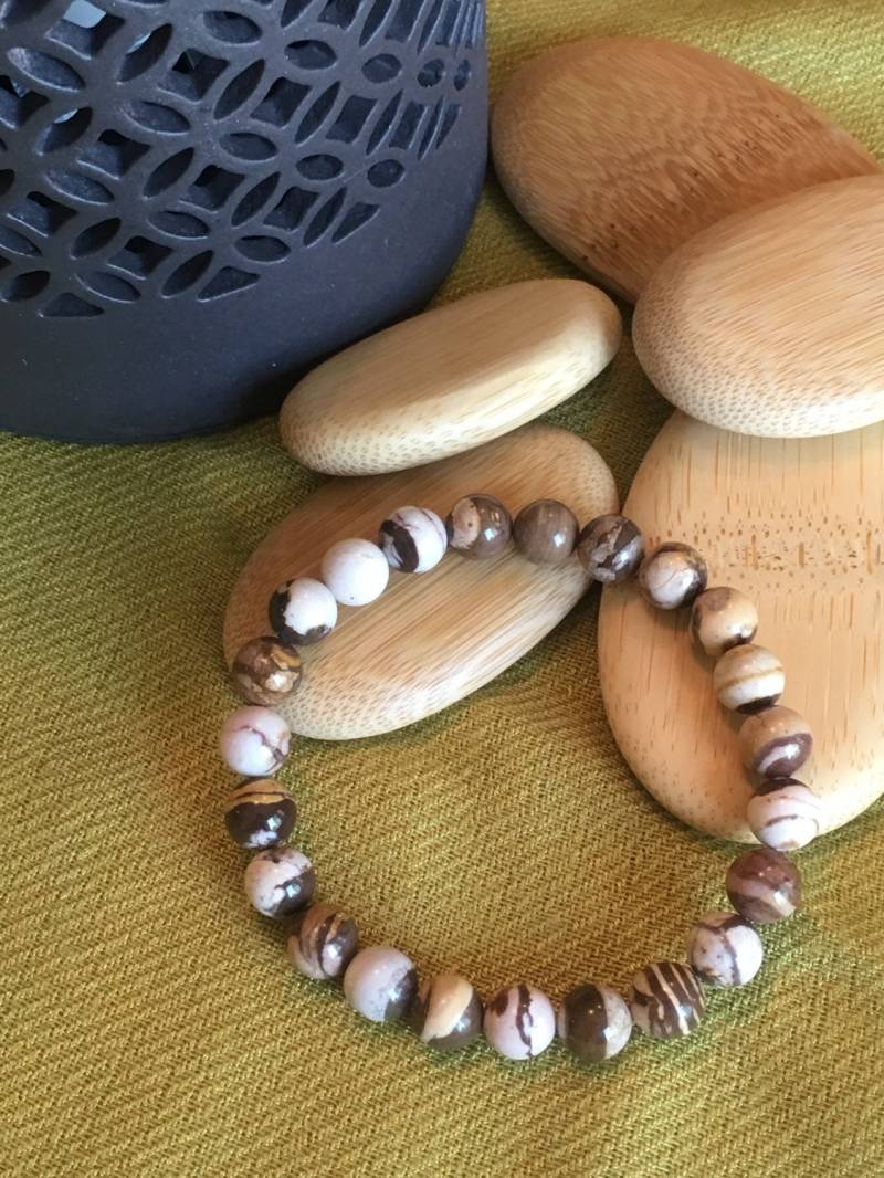 Mala, Anregend, Schokolade Zebra Jasper Armband, Schmuck, Mala Anregend von MindfulSerenity
