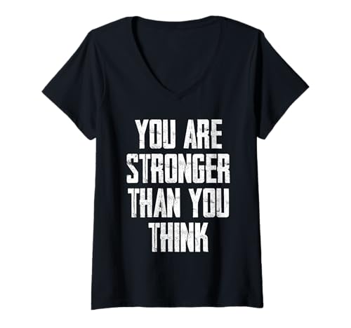 Damen You Are Stronger Than You Think T-Shirt mit V-Ausschnitt Damen You Are Stronger Than You Think T-Shirt mit V-Ausschnitt von Mindset Motivation Entrepreneur Discipline