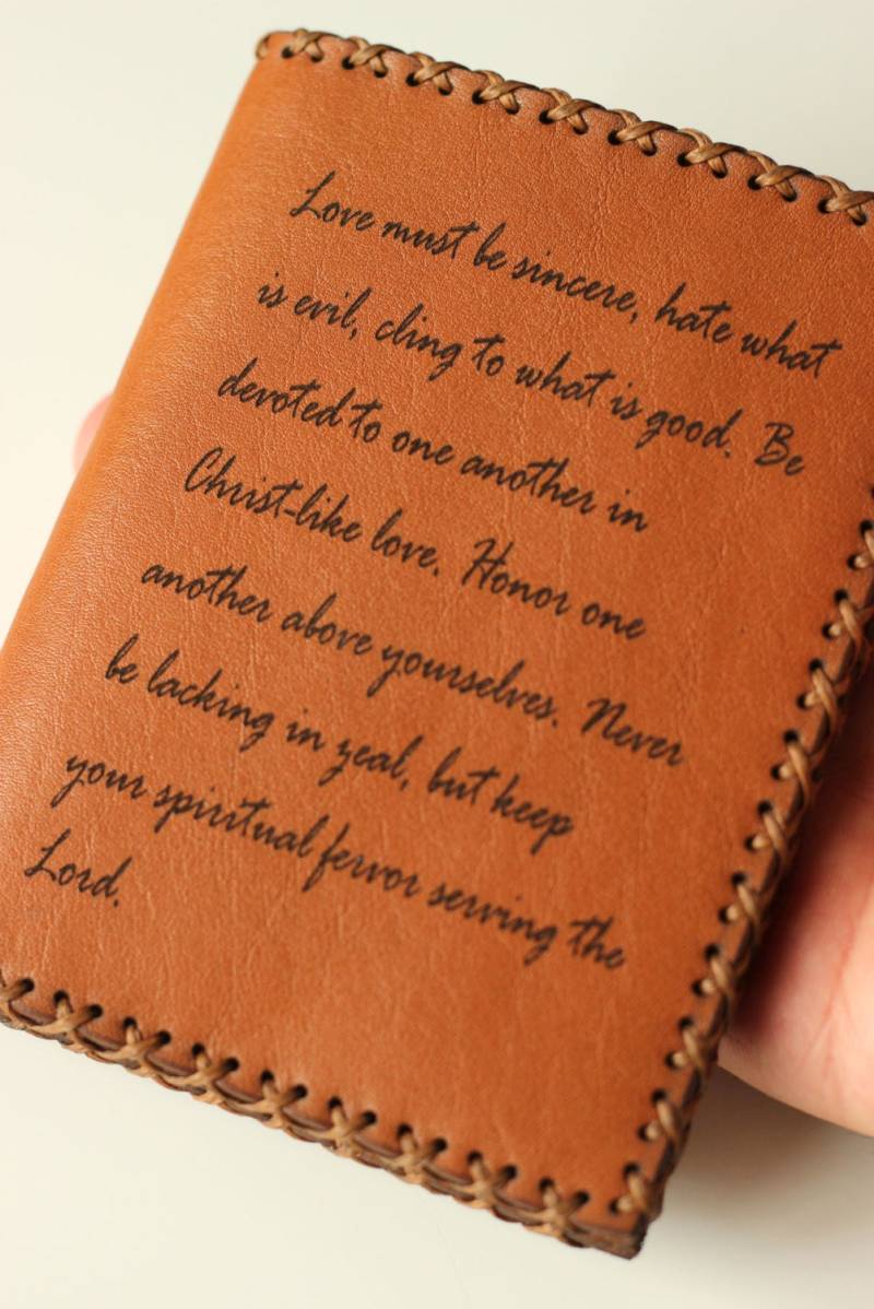 Anpassbare Bi-Faltung Aus Echtem Leder Hand Genähte Herren Geldbörse Ein Perfektes Geschenk Für Papa, Ich Liebe Dich Bis Zum Mond Und Zurück von MineGiftStore