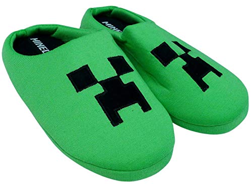 Creeper Jungen Hausschuhe Unisex Kinder Grün Gaming Thema Pantoletten Schuhe Slip On für Mädchen, Grün - grün - Größe: 24/25 EU von Minecraft Creeper