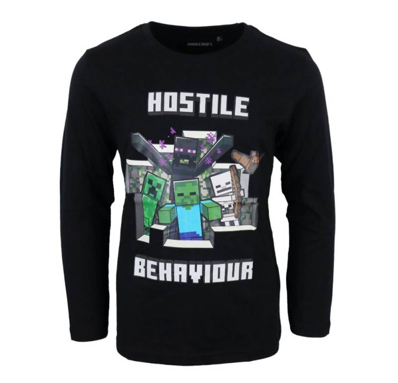 Minecraft Langarmshirt Minecraft Enderman Spieler Gamer Kinder langarm Shirt Gr. 116 bis 152, Baumwolle, in Schwarz von Minecraft