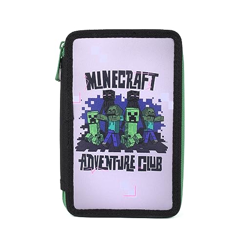 MINECRAFT Alex Creeper Steve Federtasche Kinder, Federmäppchen, Pencil Case Große Kapazität, Etui Schule Jungen und Mädchen, 2-Fach Federtasche, Federmappe, 18 TLG. Gefüllt, grau/grün MINECRAFT Alex Creeper Steve Federtasche Kinder, Federmäppchen, Pencil Case Große Kapazität, Etui Schule Jungen und Mädchen, 2-Fach Federtasche, Federmappe, 18 TLG. Gefüllt, grau/grün von Minecraft
