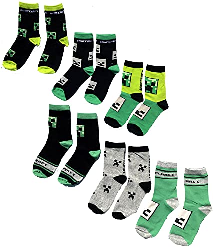 Minecraft 6x Jungen + Mädchen Socken Set 6 Paar Grün Schwarz Gr. 31 32 33 34 Kindersocken Strümpfe Kniestrümpfe von Minecraft
