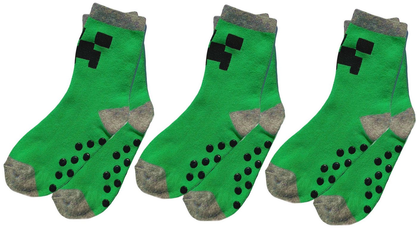 Minecraft ABS-Socken 3x Minecraft Stoppersocken Kinder Strümpfe Anti Slip Socken 3x Minecraft Kinder Anti Rutschsocken von Minecraft