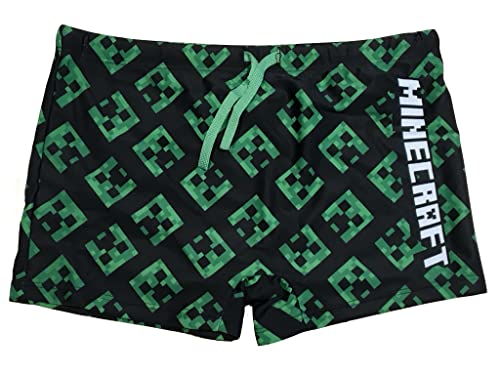 Minecraft Badehose mit elastischem Bund und Schnüren schwarz Allover (as3, Numeric, Numeric_116, Regular) von Minecraft