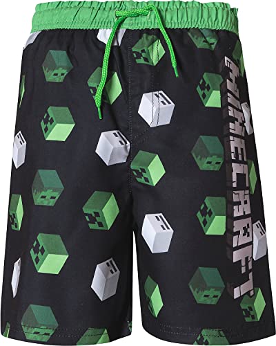 Minecraft Badeshort Badehose Scwimmhose Jungen Creeper (116, Schwarz) von Minecraft