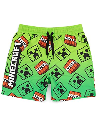 Minecraft Badeshorts für Jungen | Blau Grün ODER Grün Creeper Optionen | Kinder Teens Creeper Steve Alex TNT Explosive Charaktere Gamer Badehose Badehose Badehose von Minecraft