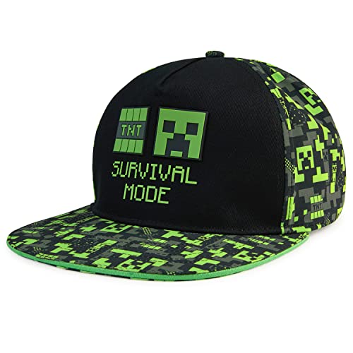 Minecraft Baseball Cap Snapback Cap Kinder Jungen Basecap Kappe Trendige Bucket Hat Kinder und Baseballkappe Fischerhut Jungen Mädchen Einheitsgröße(Schwarz/Grün) von Minecraft