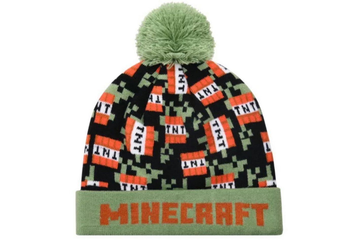 Minecraft Bommelmütze Minecraft Alex Steve TNT Kinder Wintermütze Mütze 54 - 56 Blau Grün von Minecraft