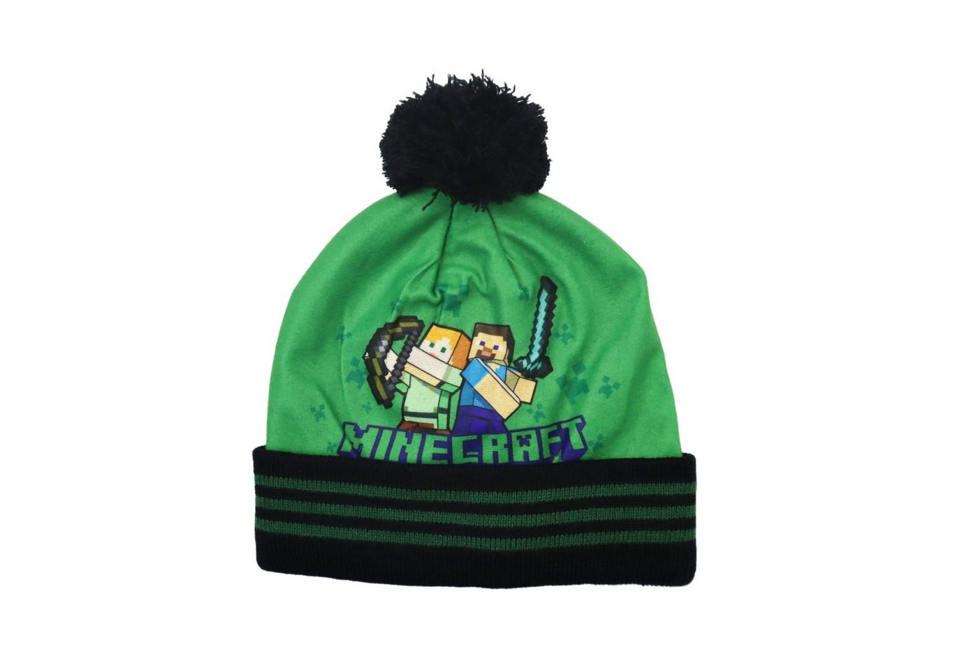 Minecraft Bommelmütze Minecraft Steve Alex Creeper Jungen Wintermütze Motivwahl Gr. 54 bis 56 von Minecraft