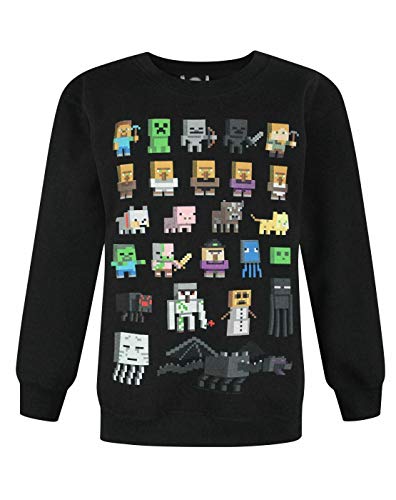 Minecraft Boys Jumper Kinder Sprites Creeper Pig Black Sweatshirt Sweater 12-13 Jahre von Minecraft