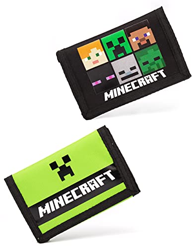 Minecraft Brieftaschen Kinderspiel Schwarzer oder grüner Kriechpflanze Geldbörse Einheitsgröße von Minecraft