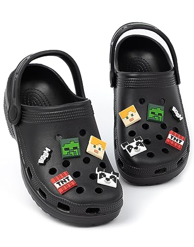 Minecraft Classic Clogs Sandalen Kinder | Jungen Mädchen Spiel Charaktere Waffen Neuheit Charms Slider | Unterstützende Riemen belüftete Sommer-Strand-Poolschuhe von Minecraft