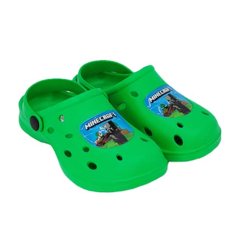 Minecraft Clogs für Jungen, Leichte Sandalen, Design Pillager, Sommersandalen, Größe EU 26/27 | Grün von Minecraft