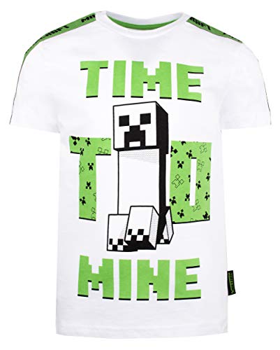 Minecraft - Clothes - Boys T Shirt - Gamer Kids Clothes - 'Time to Mine' T Shirt Gifts - Gifts for Boys - White T Shirt - Age 11/12 von Minecraft