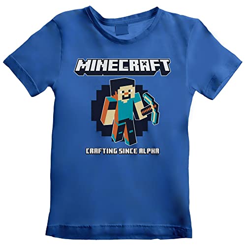 Minecraft T-Shirt für Kinder mit Aufschrift Crafting Since Alpha, blau, 5-6 Jahre von Minecraft