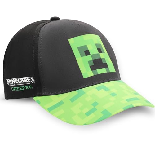 Minecraft Creeper Cap Kappe Baseball Cap Mütze Hut (DE/NL/SE/PL, Numerisch, 54, Schwarz-Grün) von Minecraft