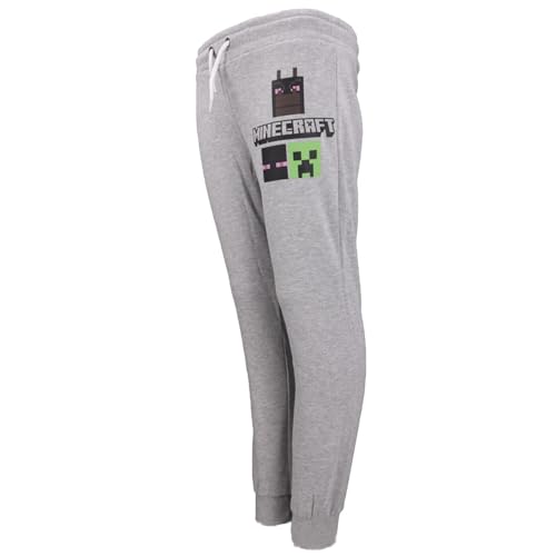 Minecraft Creeper Enderman Kinder Jogginghose Sporthose Jungen 128-152 Grau Baumwolle Polyester, Farbe: Grau, Bekleidungsgröße: 140 von Minecraft