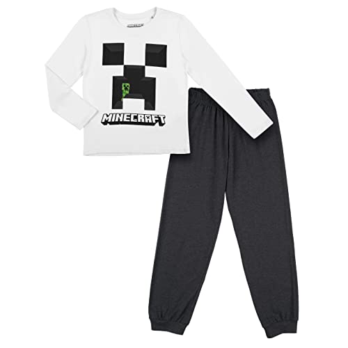 Minecraft Creeper Jungen Schlafanzug Pyjama Langarm (Weiss, 116) von Minecraft