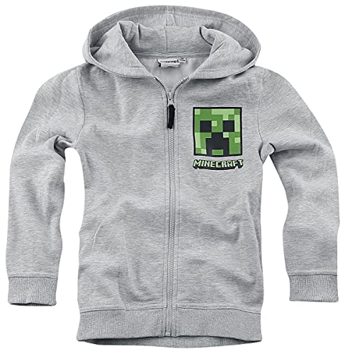 Minecraft Creeper Kinder & Babies Kapuzenjacke grau meliert 152 von Minecraft