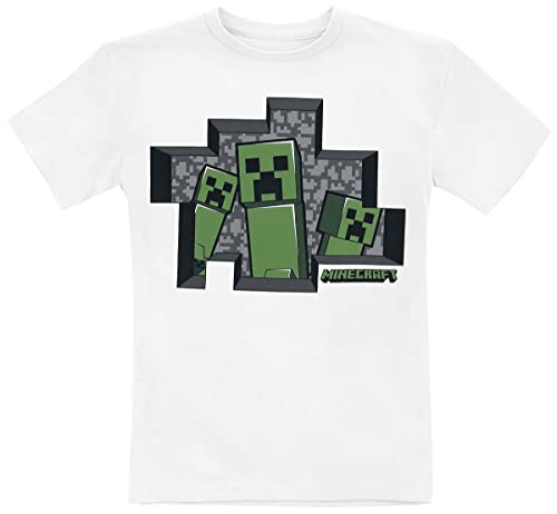 Minecraft Creeper Männer T-Shirt weiß 140 100% Baumwolle Bösewichte, Fan-Merch, Gaming von Minecraft
