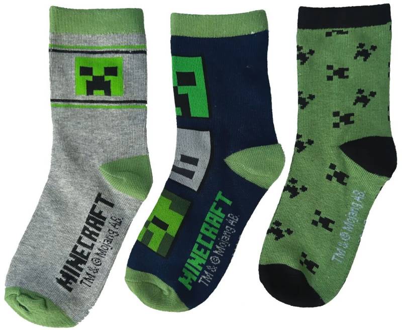 Minecraft Feinsocken MINECRAFT Socken Jungen und Mädchen Kindersocken 3 Paar von Minecraft