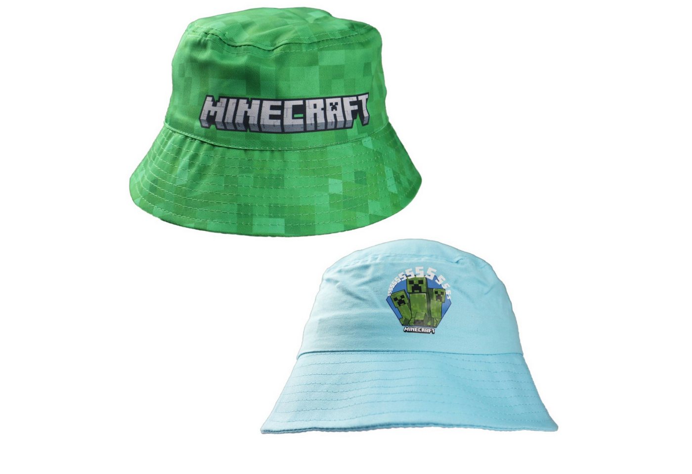 Minecraft Fischerhut Minecraft Creeper 2er Set Kinder Fischermütze Fischerhut Gr. 52-54 Baumwolle von Minecraft