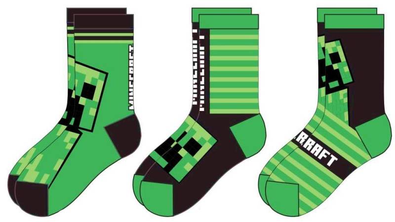 Minecraft Freizeitsocken 3x Minecraft Socken Jungen + Mädchen Strümpfe Kinder 27 28 29 30 von Minecraft