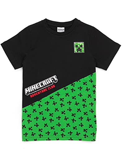 Minecraft Hemd Jungen Kinder Creeper Kurzarm Schwarz Top Merchandise 10-11 Jahre von Minecraft