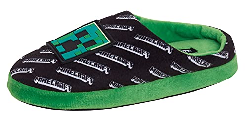 Minecraft Herren Hausschuhe Teen Creeper Gamer Open Back Slip On Pantoletten Hausschuhe, Schwarz , 40 2/3 EU von Minecraft