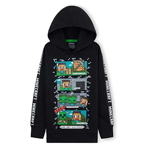 Minecraft Hoodie Kinder Kapuzenpullover Jungen und Mädchen Teenager (5-6 Jahre, Schwarz/Mehrfarbig) von Minecraft